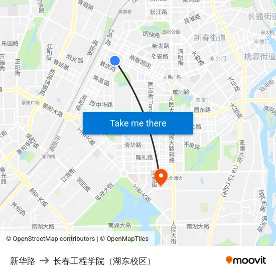 新华路 to 长春工程学院（湖东校区） map