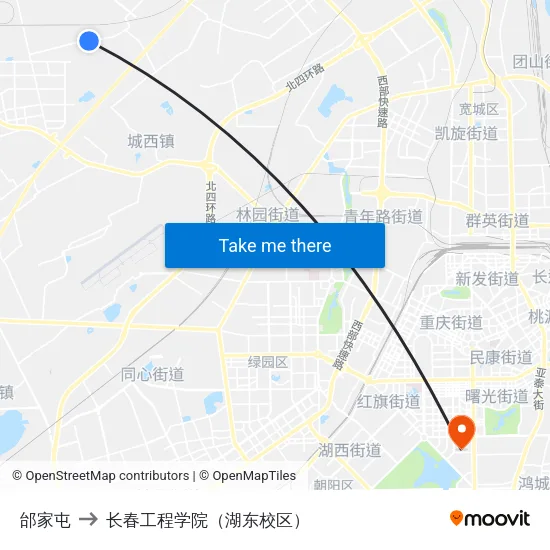 邰家屯 to 长春工程学院（湖东校区） map