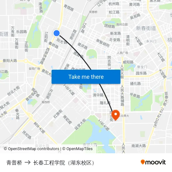 青普桥 to 长春工程学院（湖东校区） map