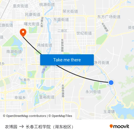 农博园 to 长春工程学院（湖东校区） map