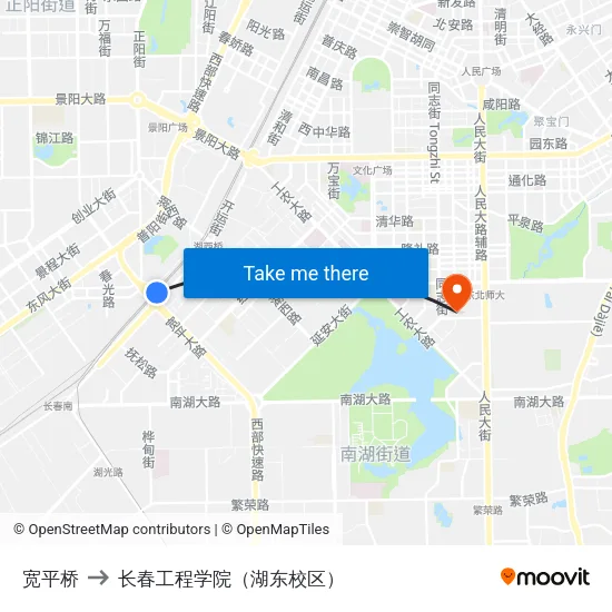 宽平桥 to 长春工程学院（湖东校区） map