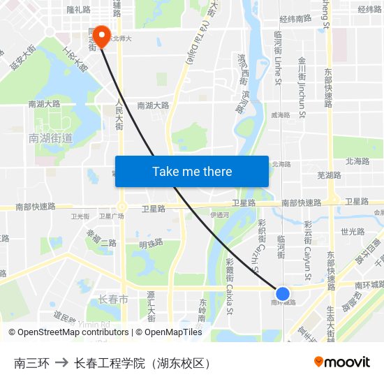 南三环 to 长春工程学院（湖东校区） map