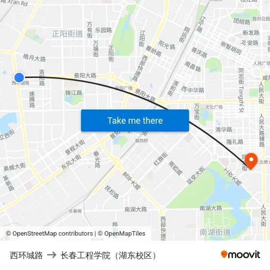 西环城路 to 长春工程学院（湖东校区） map