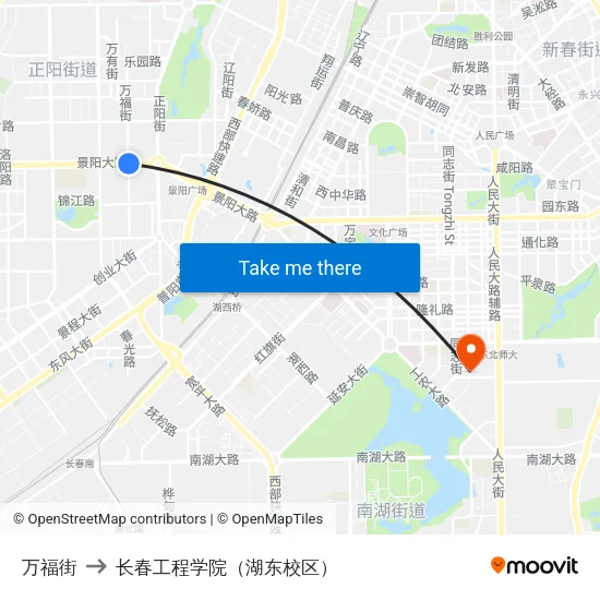 万福街 to 长春工程学院（湖东校区） map