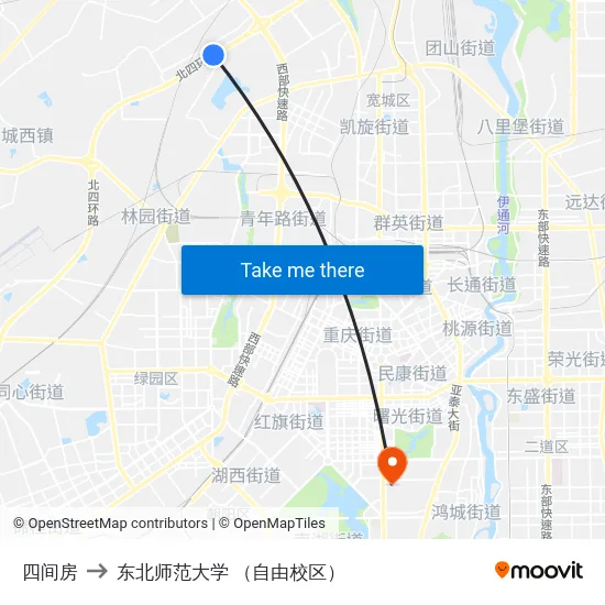 四间房 to 东北师范大学 （自由校区） map