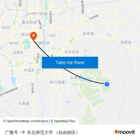 广隆号 to 东北师范大学 （自由校区） map