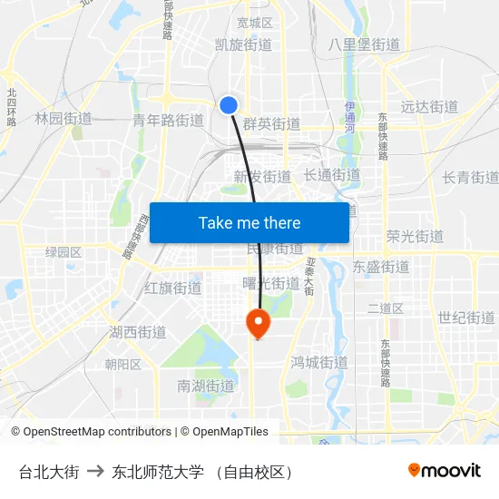 台北大街 to 东北师范大学 （自由校区） map