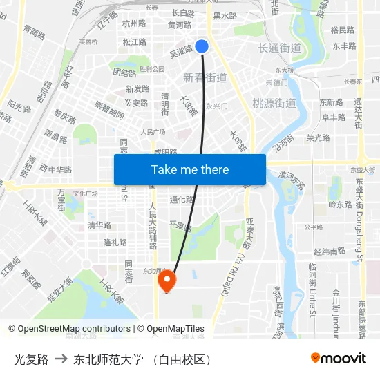 光复路 to 东北师范大学 （自由校区） map