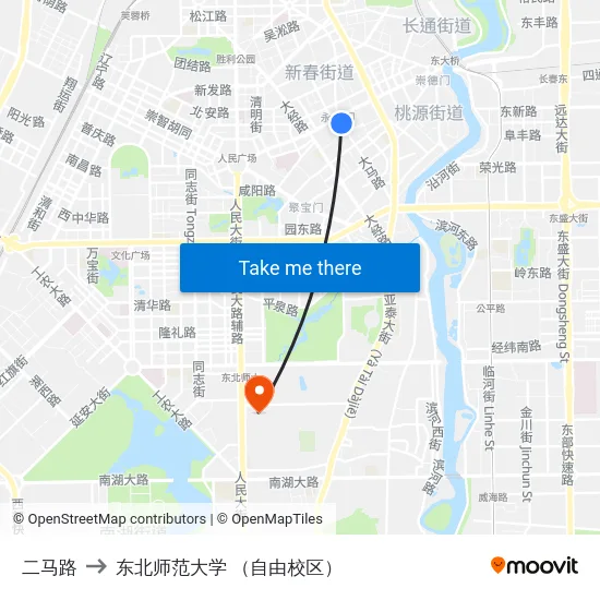 二马路 to 东北师范大学 （自由校区） map