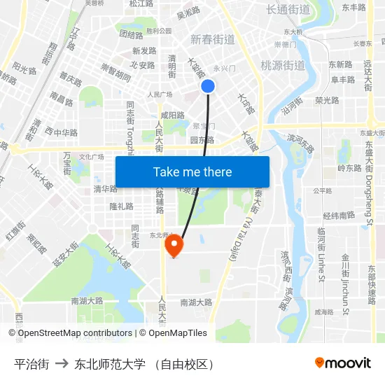 平治街 to 东北师范大学 （自由校区） map