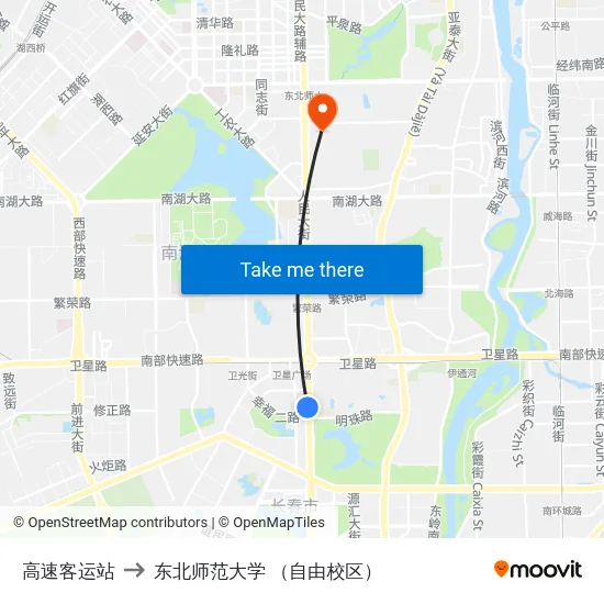 高速客运站 to 东北师范大学 （自由校区） map