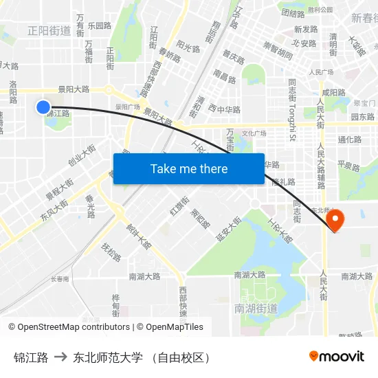 锦江路 to 东北师范大学 （自由校区） map