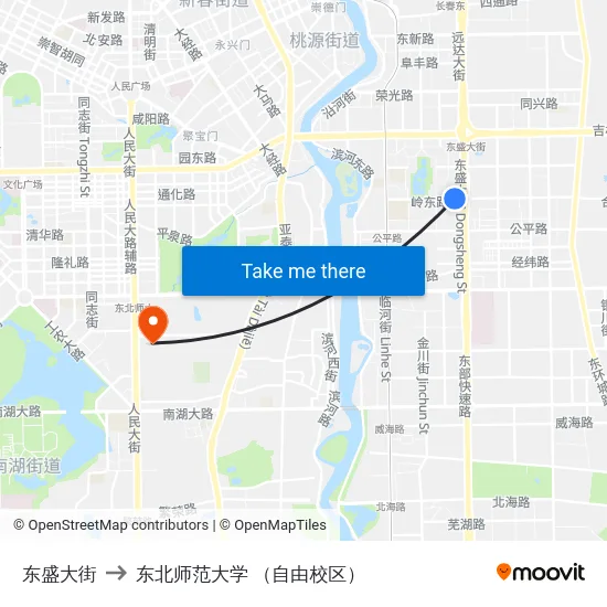 东盛大街 to 东北师范大学 （自由校区） map