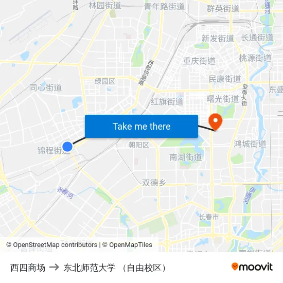 西四商场 to 东北师范大学 （自由校区） map