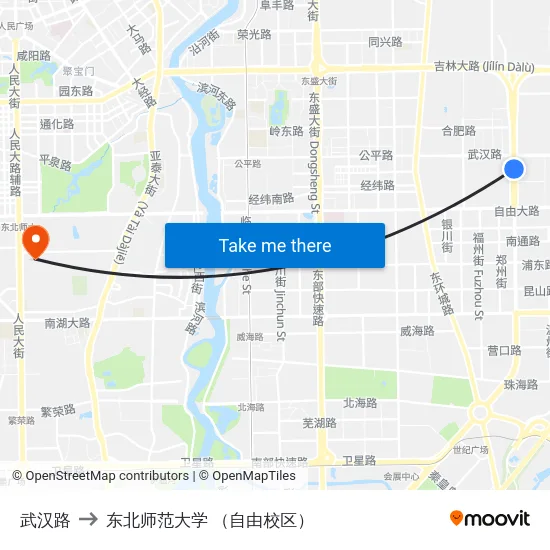 武汉路 to 东北师范大学 （自由校区） map