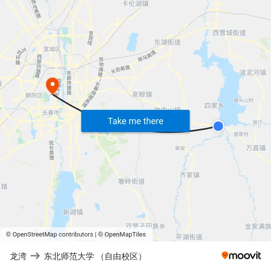 龙湾 to 东北师范大学 （自由校区） map