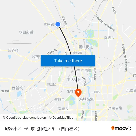 邱家小区 to 东北师范大学 （自由校区） map