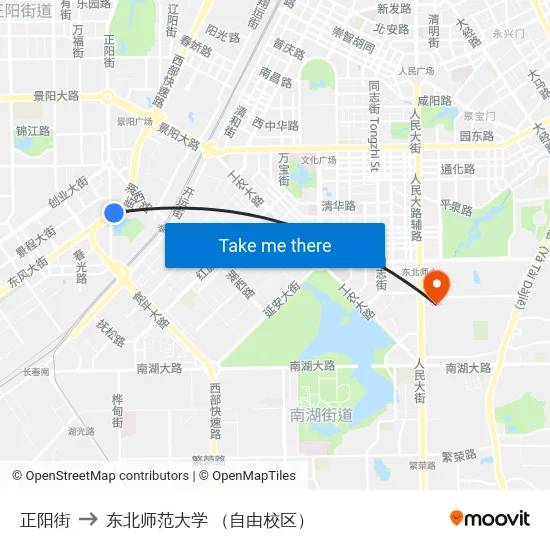 正阳街 to 东北师范大学 （自由校区） map