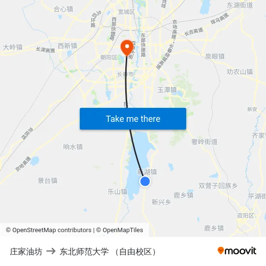 庄家油坊 to 东北师范大学 （自由校区） map
