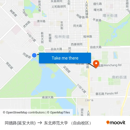 同德路(延安大街) to 东北师范大学 （自由校区） map