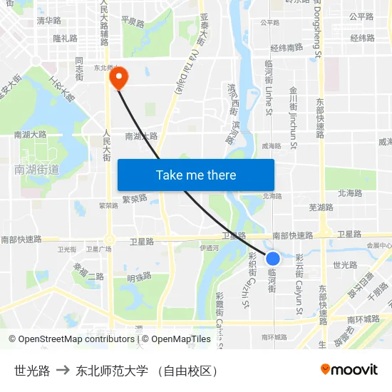 世光路 to 东北师范大学 （自由校区） map