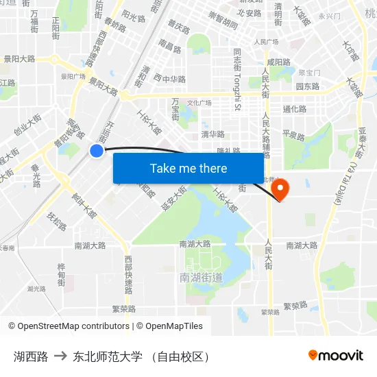 湖西路 to 东北师范大学 （自由校区） map