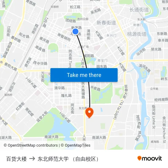 百货大楼 to 东北师范大学 （自由校区） map
