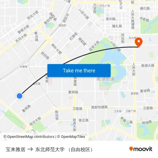 宝来雅居 to 东北师范大学 （自由校区） map