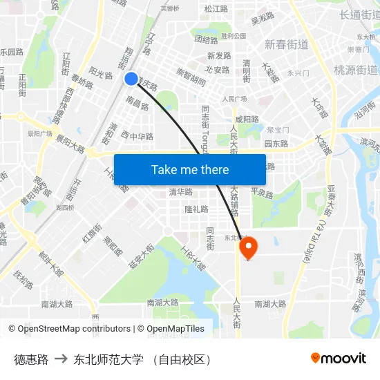 德惠路 to 东北师范大学 （自由校区） map