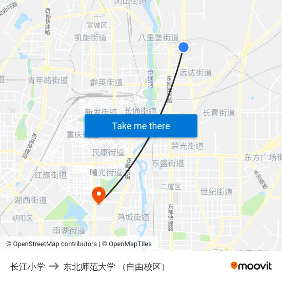 长江小学 to 东北师范大学 （自由校区） map