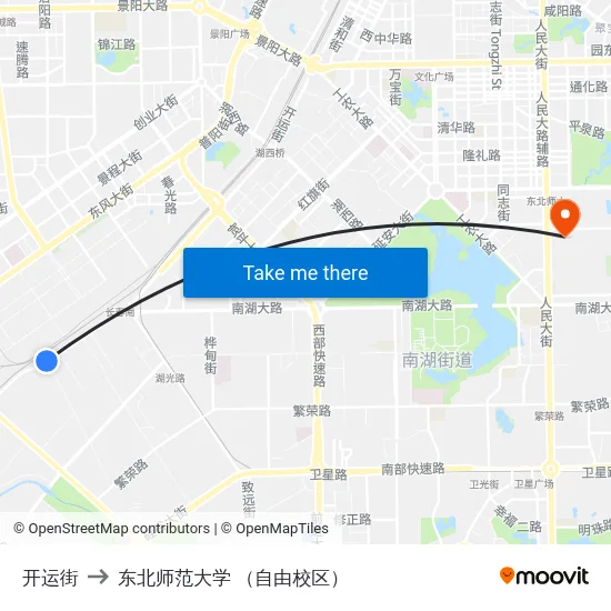 开运街 to 东北师范大学 （自由校区） map