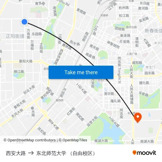 西安大路 to 东北师范大学 （自由校区） map