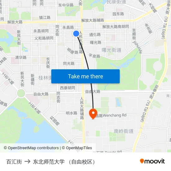 百汇街 to 东北师范大学 （自由校区） map