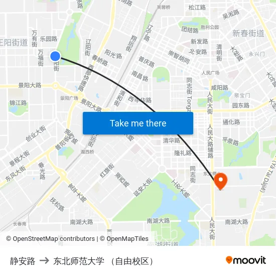 静安路 to 东北师范大学 （自由校区） map