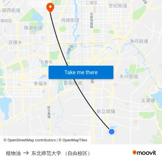 植物油 to 东北师范大学 （自由校区） map
