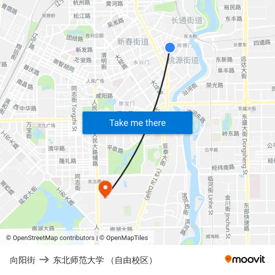 向阳街 to 东北师范大学 （自由校区） map