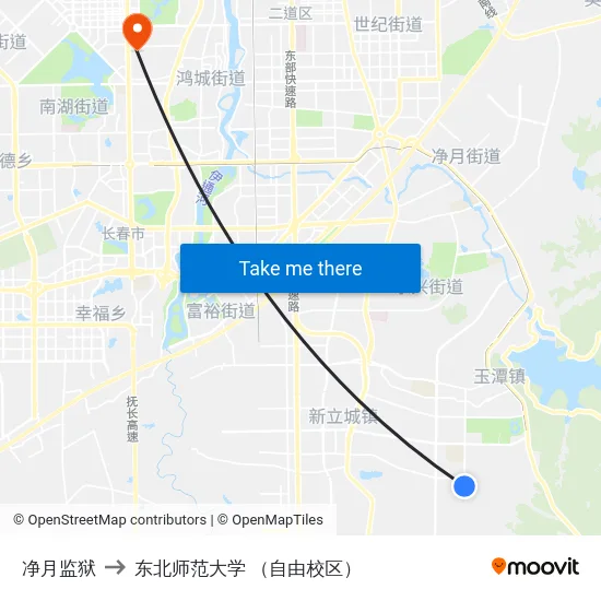 净月监狱 to 东北师范大学 （自由校区） map