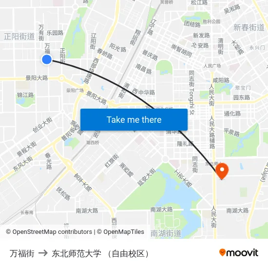 万福街 to 东北师范大学 （自由校区） map