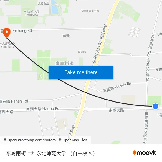 东岭南街 to 东北师范大学 （自由校区） map