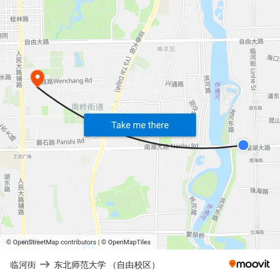 临河街 to 东北师范大学 （自由校区） map
