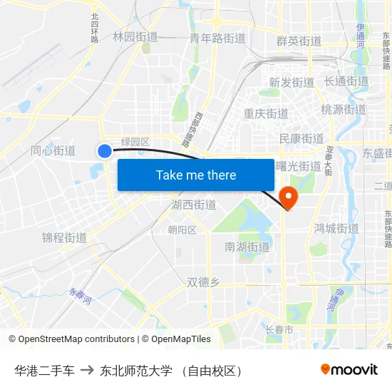 华港二手车 to 东北师范大学 （自由校区） map