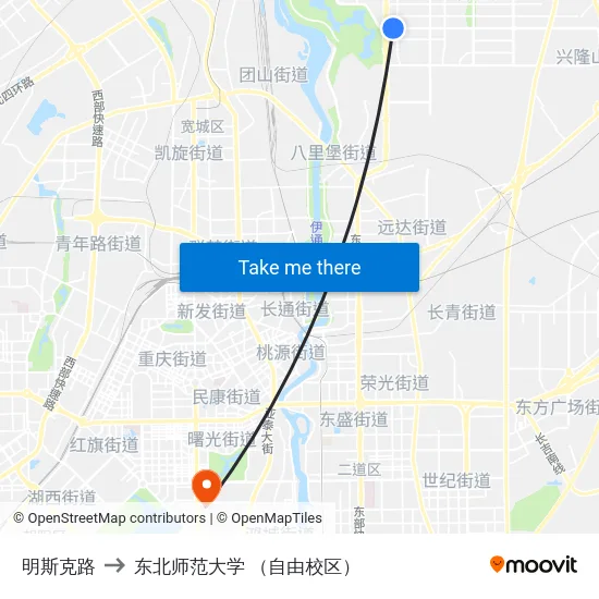 明斯克路 to 东北师范大学 （自由校区） map