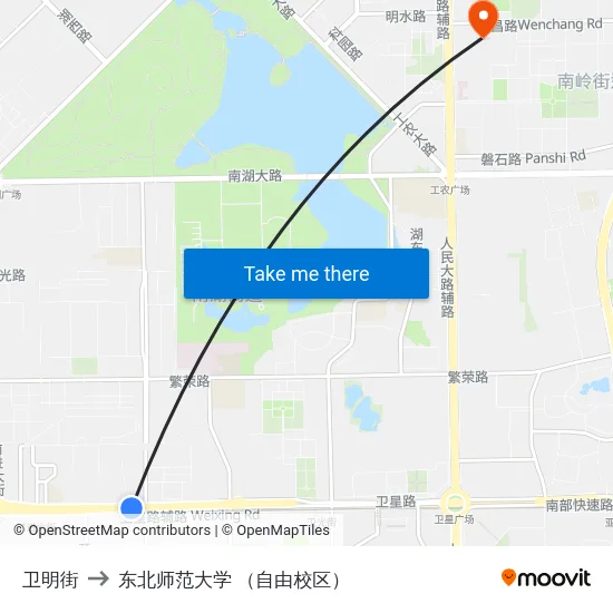 卫明街 to 东北师范大学 （自由校区） map