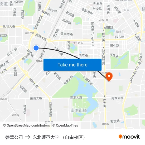 参茸公司 to 东北师范大学 （自由校区） map