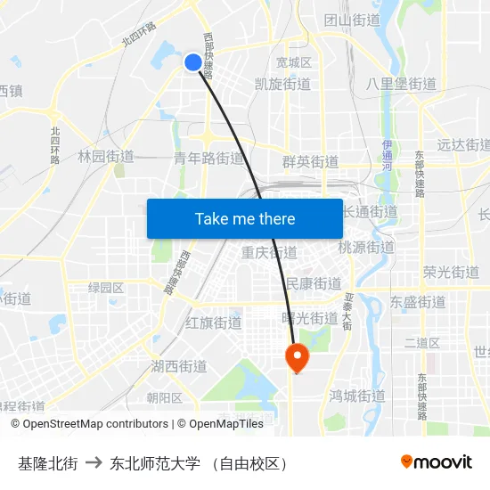 基隆北街 to 东北师范大学 （自由校区） map