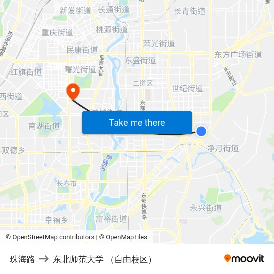 珠海路 to 东北师范大学 （自由校区） map