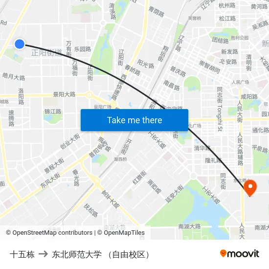 十五栋 to 东北师范大学 （自由校区） map
