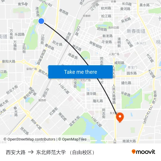 西安大路 to 东北师范大学 （自由校区） map