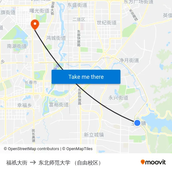福祇大街 to 东北师范大学 （自由校区） map