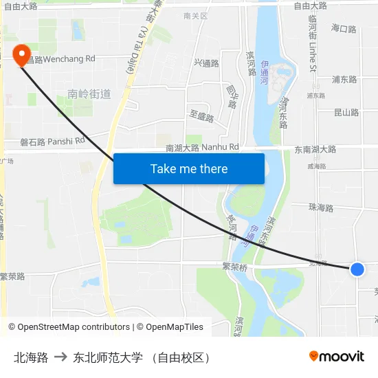 北海路 to 东北师范大学 （自由校区） map
